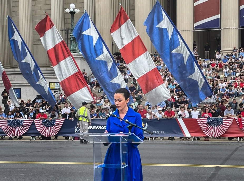 Kuwaiti Ambassador to Washington Sheikha AI-Zain AI-Sabah delivers a speech at National Memorial Day. (KUNA)