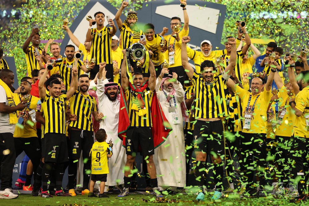 Jeddah giants Al-Ittihad ended their long wait for top-flight glory, while Al-Batin and Al-Adalah dropped into Yelo League(Twitter: @ittihad)