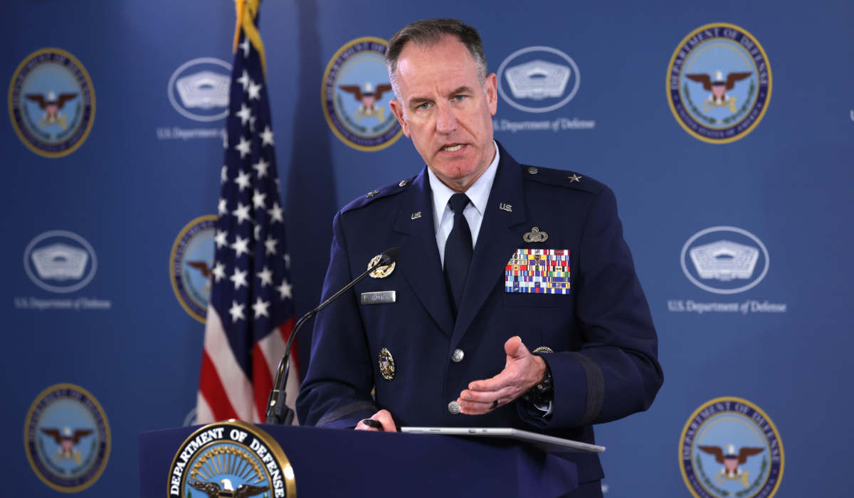 Pentagon Press Secretary Brig. Gen. Pat Ryder speaks during a news briefing at the Pentagon on May 23, 2023 in Arlington, Virginia. (AFP)