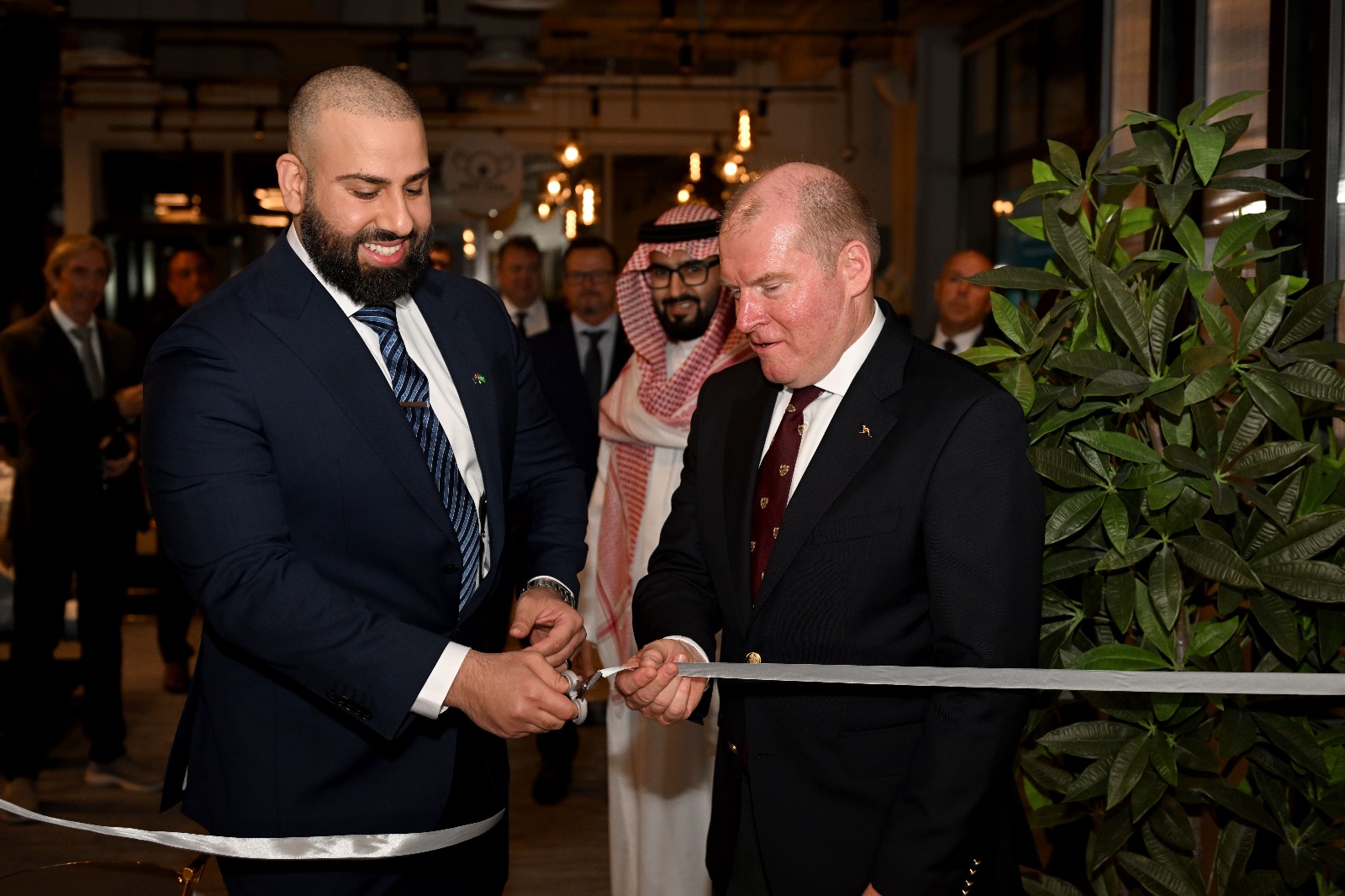 Australian Ambassador Mark Donovan, right, and Sam Jamsheedi, founder and chairman of Trademark Group of Companies, inaugurates the Australian company’s office in Riyadh. AN photo