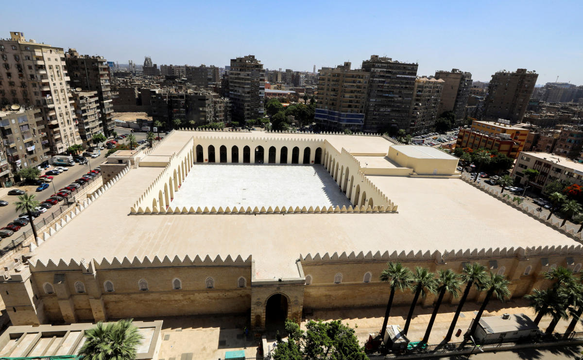 A general view of the historical mosque of al-Zahir Baybars as Egypt reopens it after the completion of renovation work, in Cairo, Egypt, June 5, 2023. (Reuters)