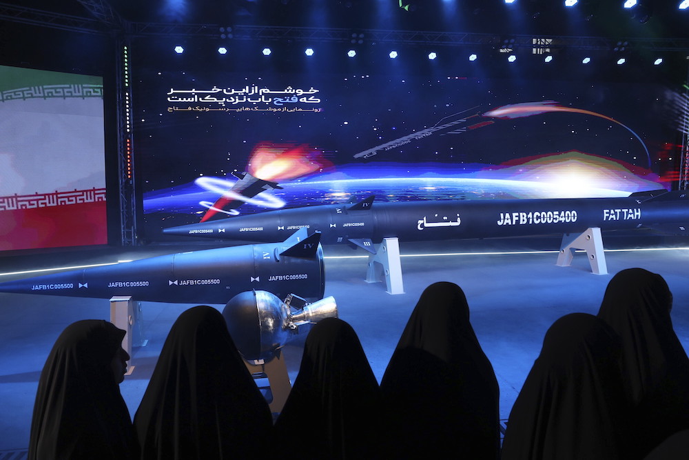 Iran described the Fattah as being able to reach Mach 15 — which is 15 times the speed of sound. (Tasnim News Agency via AP)
