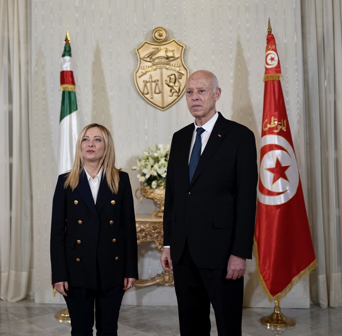 Tunisian President Kais Saied praised Italian Prime Minister Giorgia Meloni during her visit to Tunis. (ANSA)