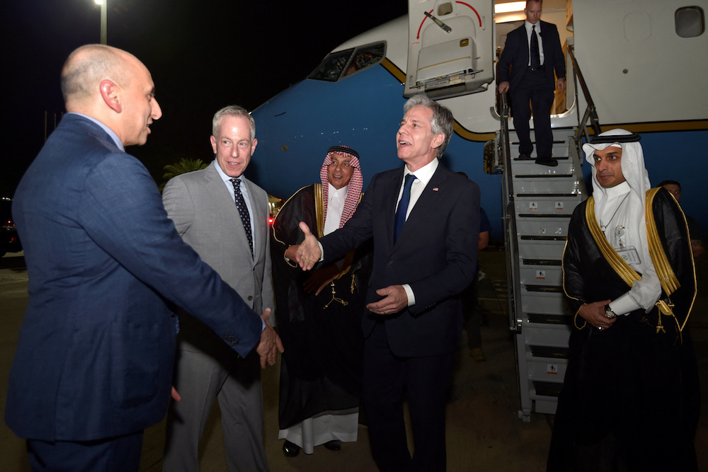 US Secretary of State Antony Blinken arrived in Saudi Arabia on Tuesday. (AP)