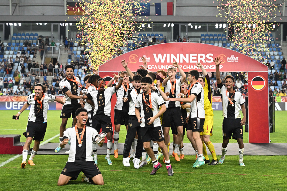 Players on the Germany under-17 national team faced racist abuse on social media on their way to winning the European Championship. (Twitter/@DFB_Team_EN)