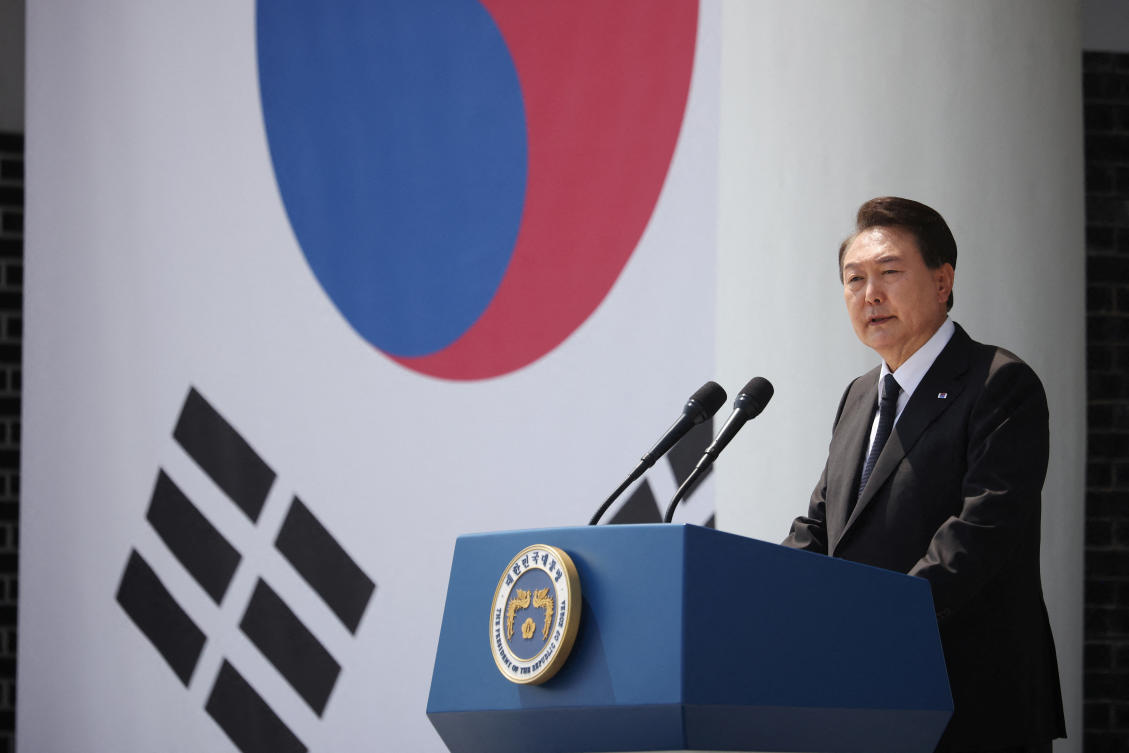 President Yoon Suk Yeol has been criticized by the South Korean opposition party for pursuing lopsided diplomacy toward the US alliance at the expense of relations with China, its top trading partner. (Reuters)