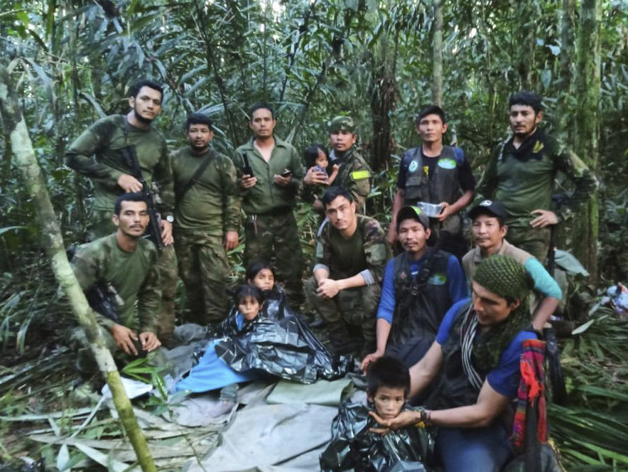 Four Colombian children lost in Amazon jungle for 40 days after plane crash found alive