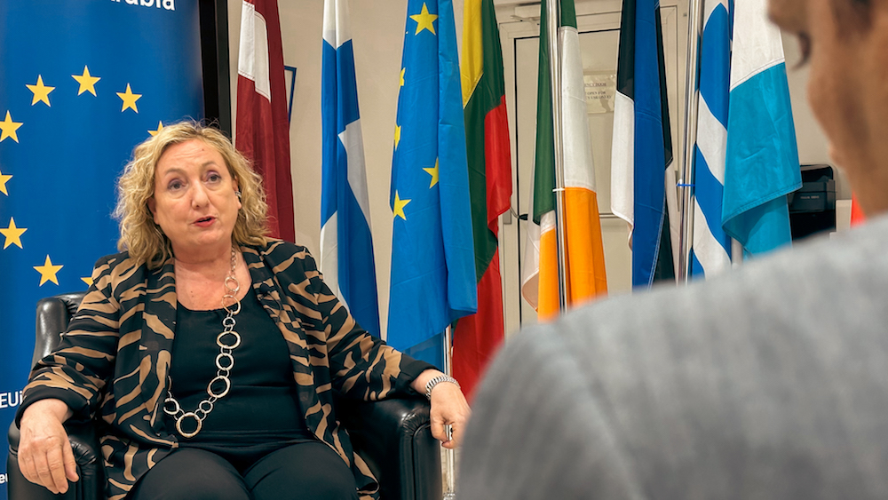 Emanuela C. Del Re spoke to Arab News on the sidelines of the Ministerial Meeting of the Global Coalition to Defeat ISIS in Riyadh. (AN photo by Abdulrahman Binshulhub)