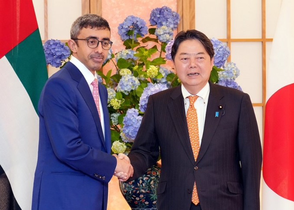 The Japanese minister thanked the UAE for its help in evacuating Japanese nationals from Sudan. (MOFA)