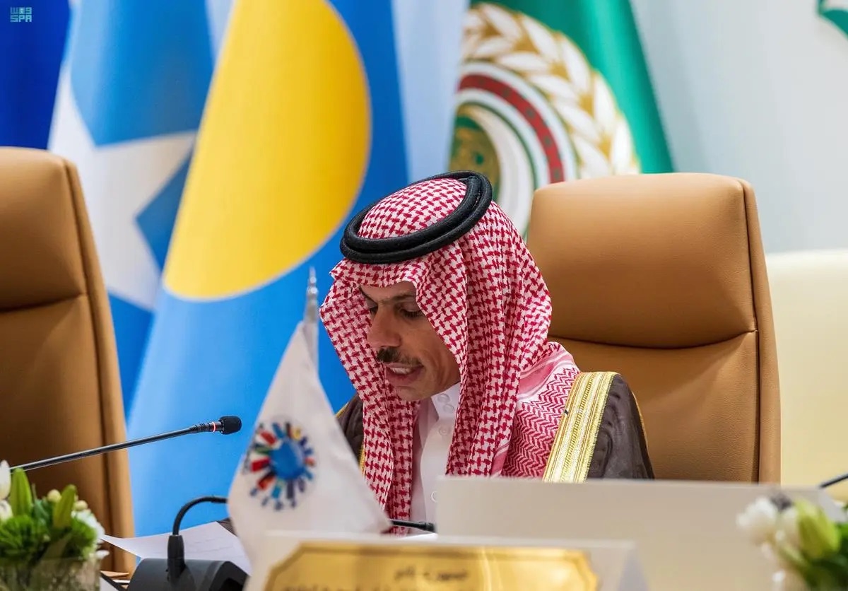 Saudi Foreign Minister Prince Faisal bin Farhan chaired the meeting on Monday, which was attended by Arab League Secretary-General Ahmed Aboul Gheit. (SPA)