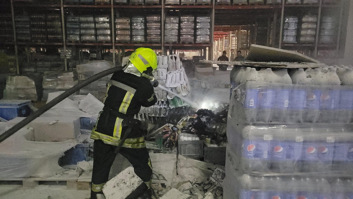 Above, a food warehouse heavily damaged by an earlier Russian missile strike in Odesa, Ukraine on June 14, 2023. (Press Service of the Operational Command South of the Ukrainian Armed Forces/Reuters)