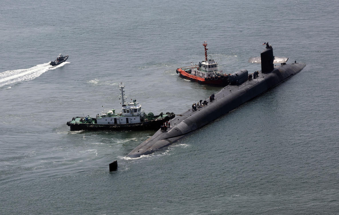 The nuclear-powered submarine USS Michigan arrival in South Korea is ‘intended to substantively implement the Washington Declaration... to enhance the regular visibility of US strategic assets on the Korean Peninsula’, according to one official. (Yonhap via AP)