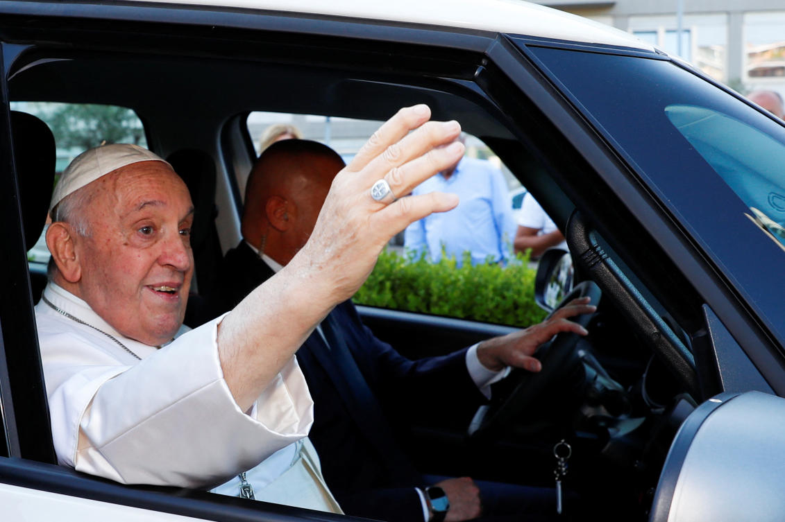 Pope Francis was discharged from hospital on Friday morning, nine days after he underwent surgery to repair an abdominal hernia. (Reuters)