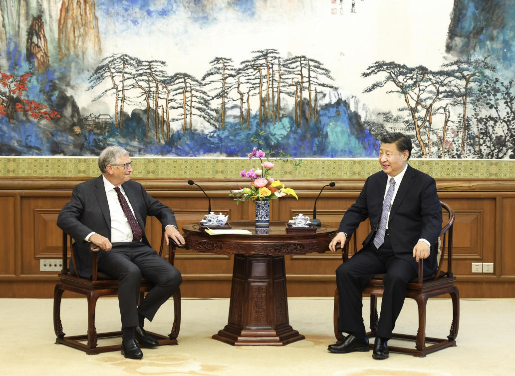 Bill Gates’ last trip to China was in 2019, where he met first lady Peng Liyuan to discuss the Gates Foundation’s efforts in HIV/AIDS prevention. Above, the Microsoft co-founder with Chinese President Xi Jinping in Beijing on June 16, 2023. (Xinhua via AP)