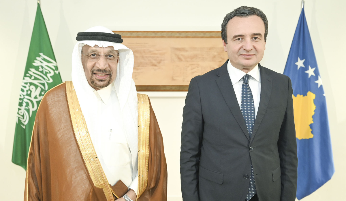 Albin Kurti receives Khalid Al-Falih in Pristina, Kosovo. (Supplied)