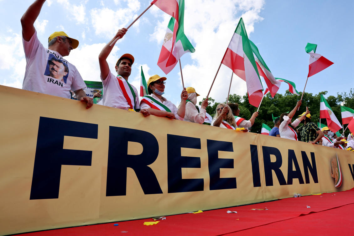 Above, supporters of the National Council of Resistance of Iran opposition group protest in Berlin, Germany against the Iranian government and its use of the death penalty. (Reuters file photo)