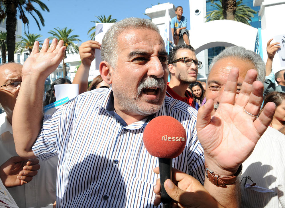 Zied El-Heni had mocked an article of the penal code related to criticizing the head of state, currently President Kais Saied during a morning broadcast on IFM radio station. (AFP file photo)