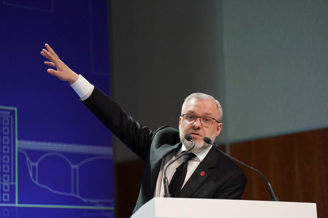 German Valeriiovych Galushchenko, Ukraine’s Minister of Energy, during a breakout meeting on power of transformation and building back better in the energy sector at the Ukraine Recovery Conference, in London on June 21, 2023. (Reuters)
