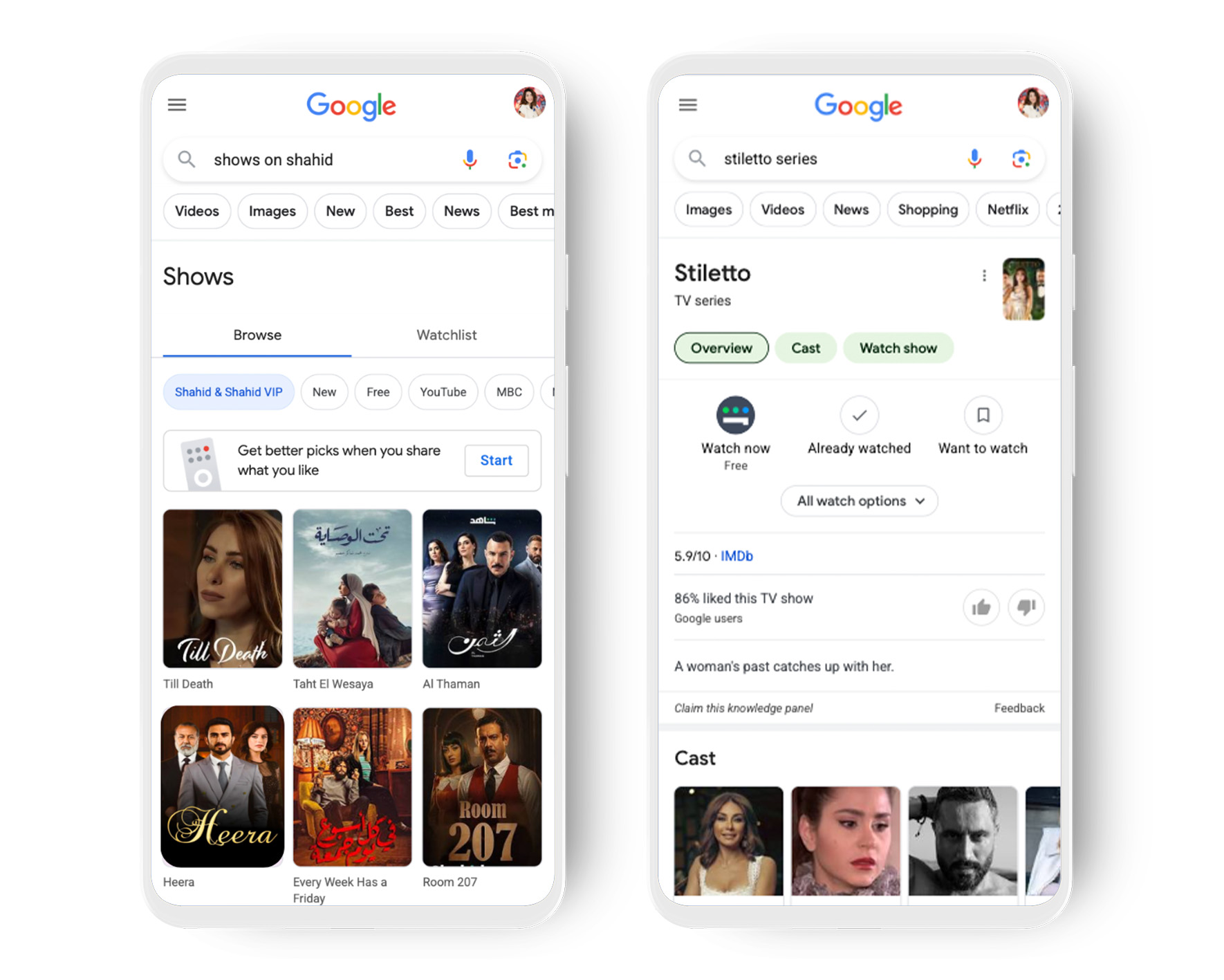 Shahid content will be available under the What to Watch section on Google Search for users in the UAE. (Supplied)