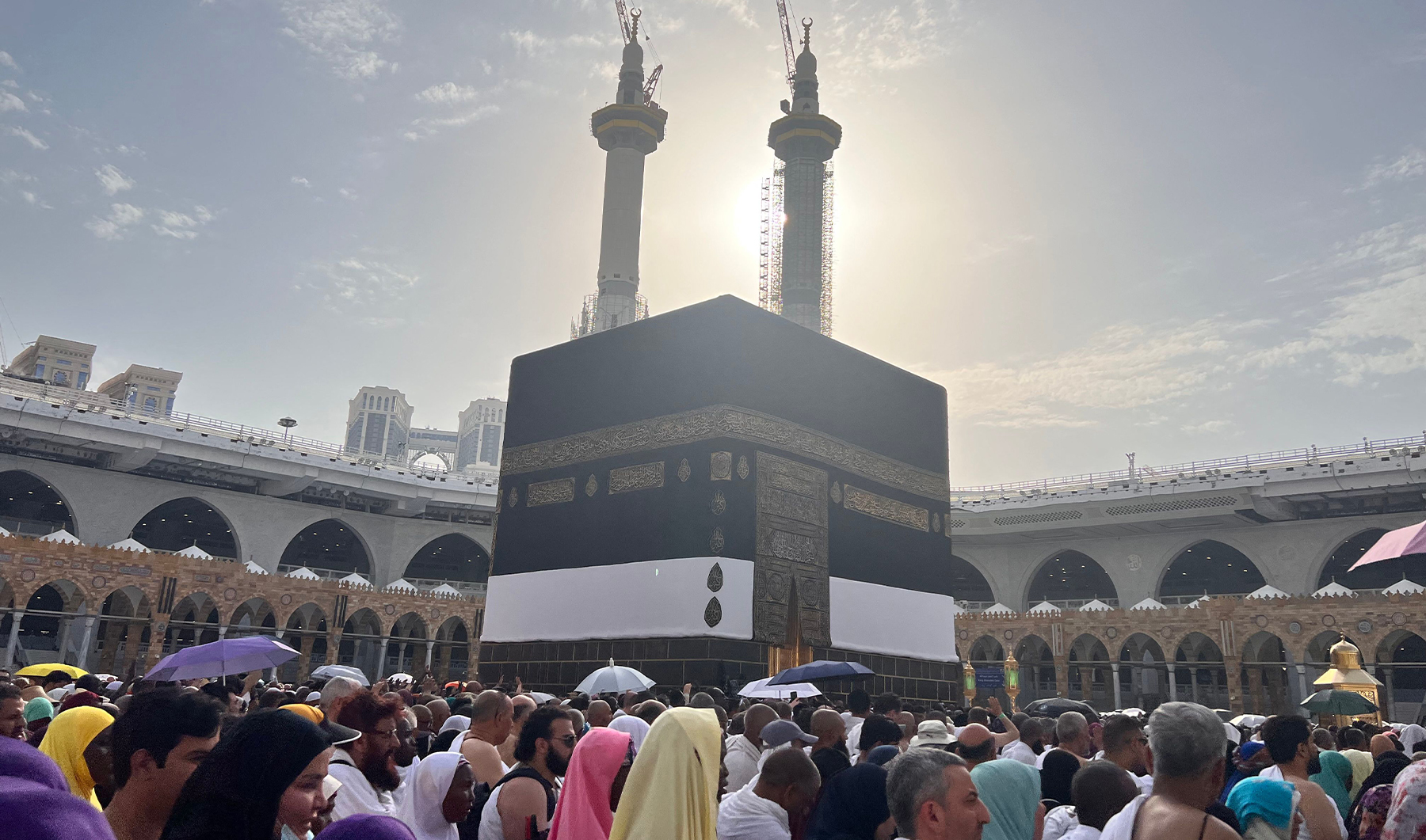Muslim worshippers and pilgrims gather around the Kaaba, Islam's holiest shrine, at the Grand Mosque in the holy city of Makkah on June 24, 2023, as they arrive for the annual Hajj pilgrimage. (AFP)