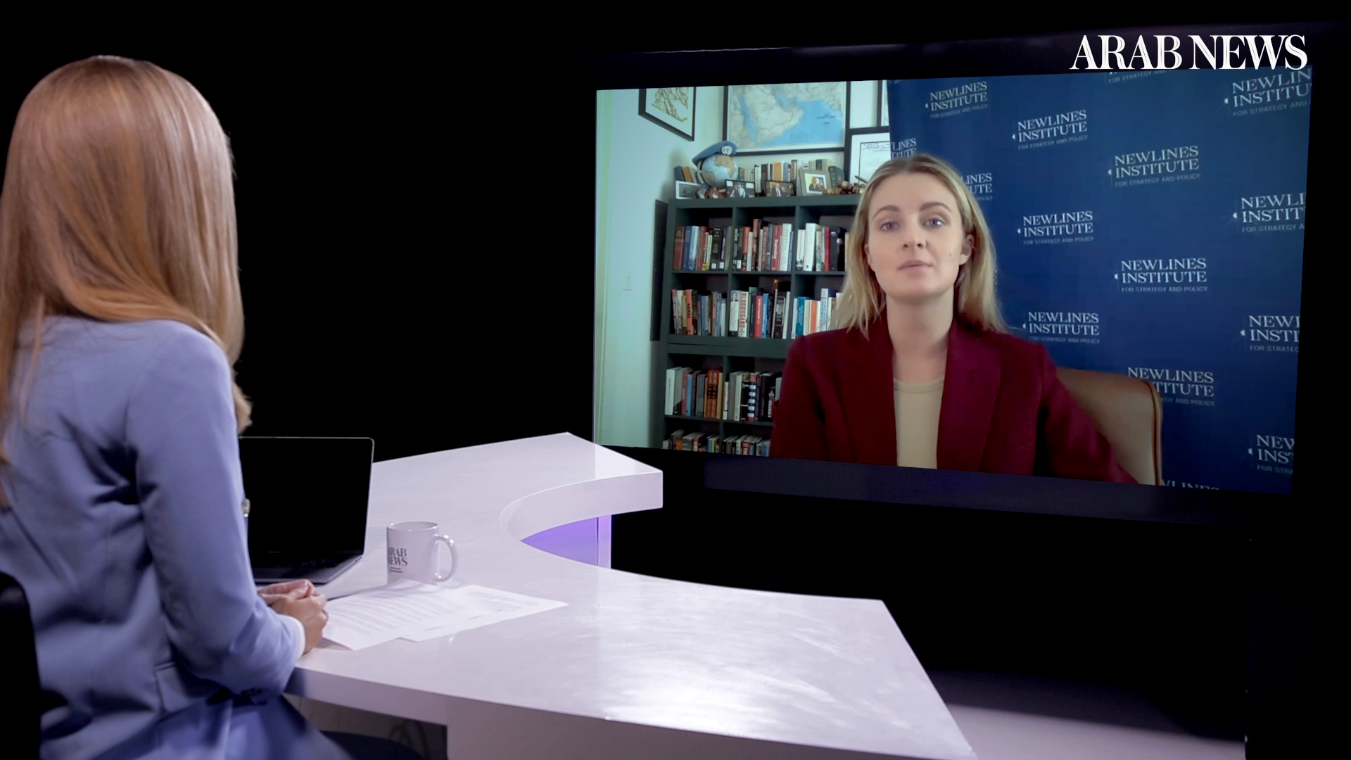 Caroline Rose, director of New Lines Institute and leading Captagon trade researcher, speaks to Katie Jensen, host of Frankly Speaking. (AN Photo)