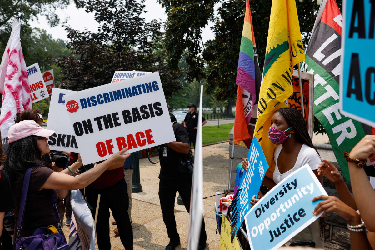 Protesters for and against affirmative active demonstrate in Capitol Hill in Washington, DC, on June 29, 2023. (Getty Images/AFP)