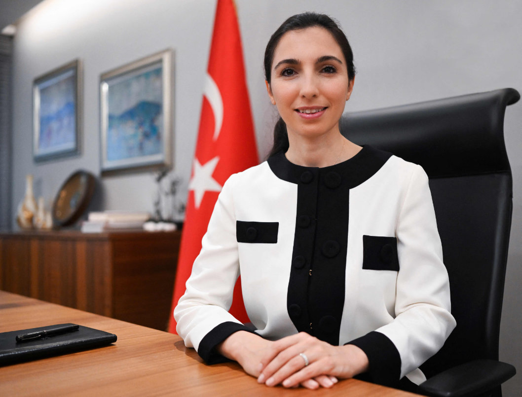 Hafize Gaye Erkan, governor of the central bank of Turkiye. (AFP)