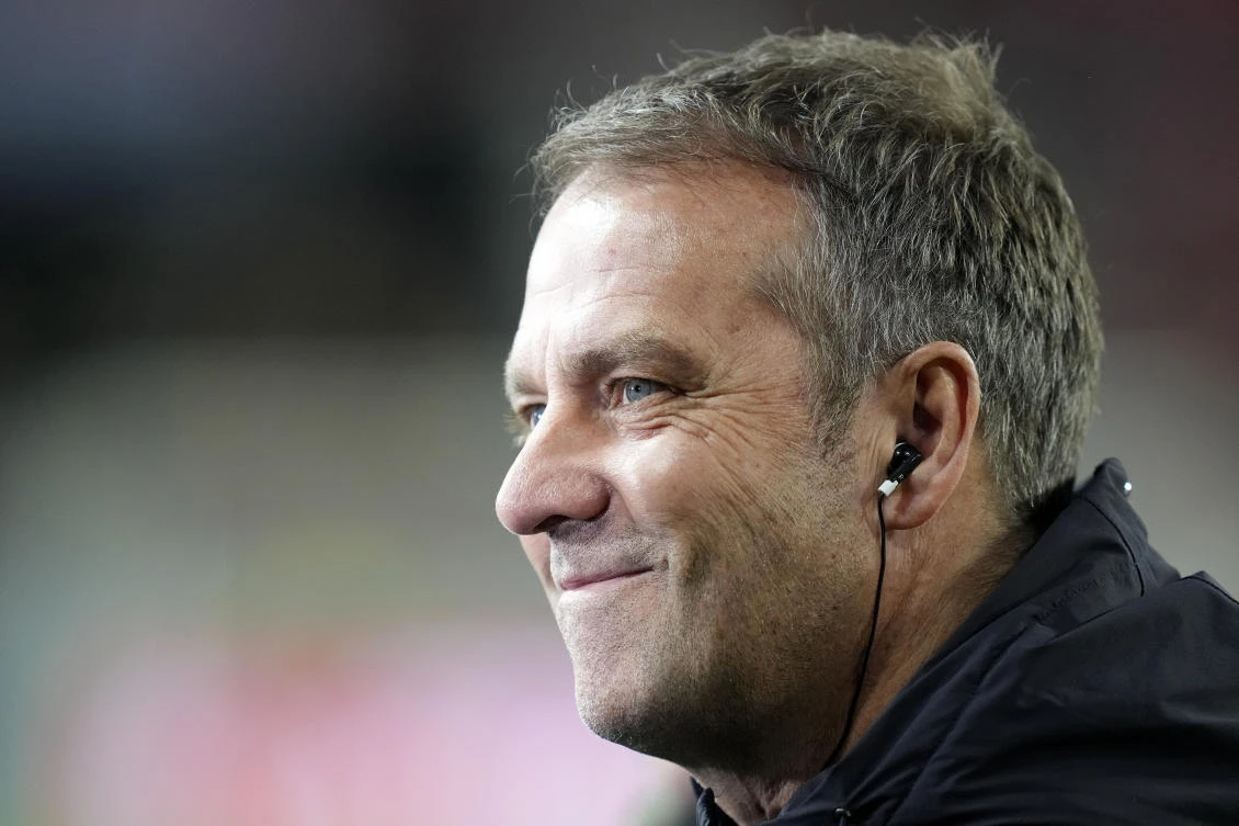 Germany’s coach Hansi Flick is seen before their international friendly match against Belgium in Cologne on Mar. 28, 2023. (AP/File)