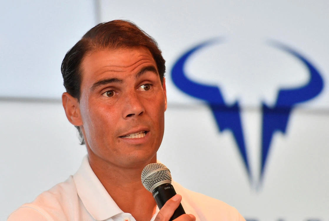 Spain’s Rafael Nadal reacts during a press conference after announcing that he has withdrawn from the French Open on May 18, 2023. (Reuters)