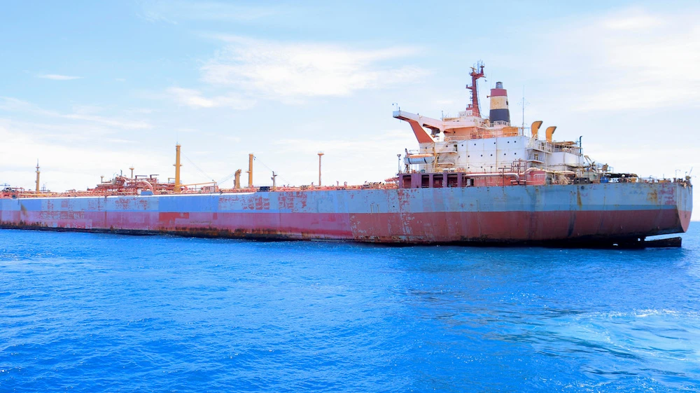 Decaying vessel FSO Safer is moored off the coast of Ras Issa, Yemen, prior to the start of an operation led by the United Nations to unload it to avoid an oil spill in the Red Sea May 30, 2023. (Reuters)