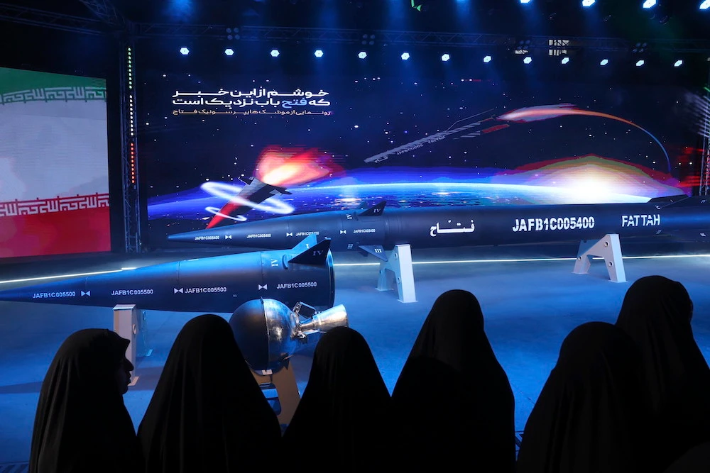 Iran described the Fattah as being able to reach Mach 15 — which is 15 times the speed of sound. (Tasnim News Agency via AP)