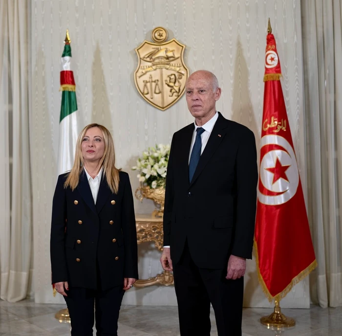 Tunisian President Kais Saied praised Italian Prime Minister Giorgia Meloni during her visit to Tunis. (ANSA)