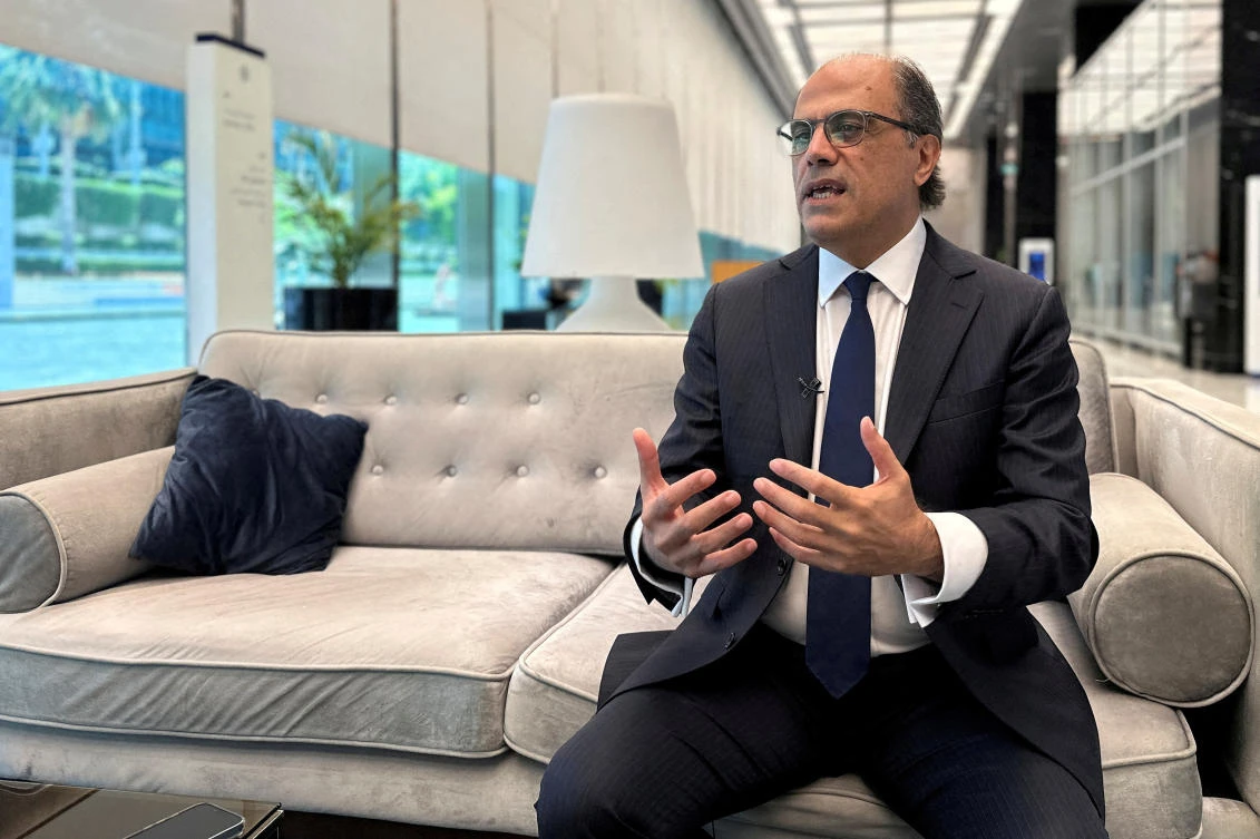 Jihad Azour attends an interview with Reuters in Dubai on May 2, 2023. (Reuters)