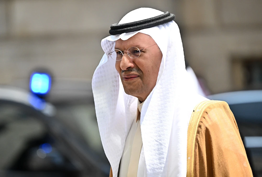 Saudi Minister of Energy Prince Abdulaziz bin Salman arrives for the 186th OPEC meeting in Vienna. (File/AFP)