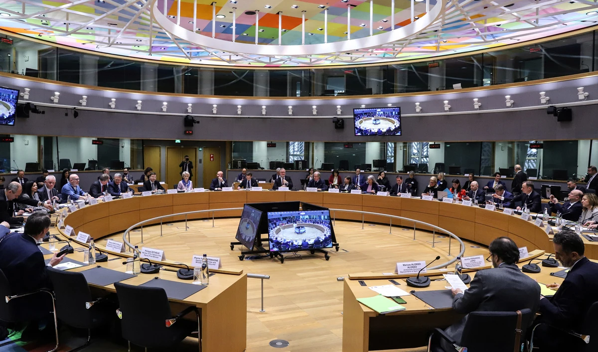 A general view shows a round table meeting during a Tripartite Social Summit meeting, at the EU headquarters in Brussels, on March 22, 2023. (Photo courtesy: AFP)