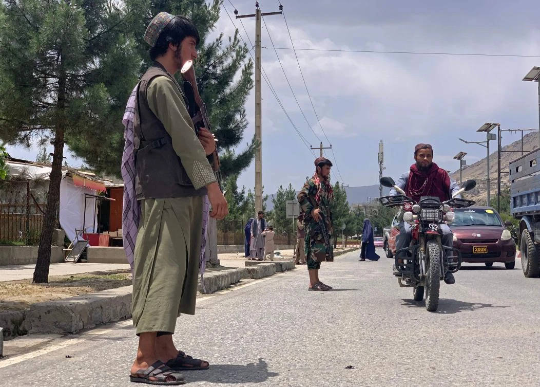 A member of Taliban stands guard near the site of a suicide attack in Faizabad district of Badakhshan province on June 6, 2023. (AFP)