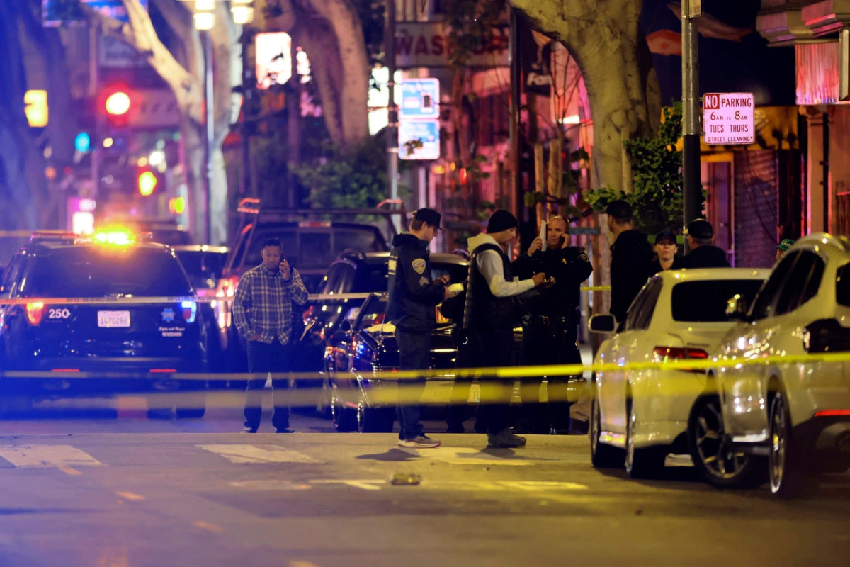 Police secure and investigate the scene of a shooting in San Francisco on June 9, 2023. (San Francisco Chronicle via AP)