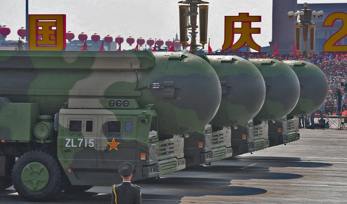 China's DF-41 nuclear-capable intercontinental ballistic missiles are picture during a military parade at Tiananmen Square in Beijing, to mark the 70th anniversary of the founding of the People's Republic of China on September 30, 2019. (AFP/File)