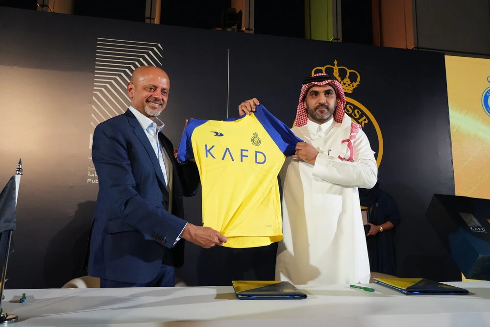 Al-Nassr, one of Saudi Arabia’s top football clubs, signs a platinum sponsorship with King Abdullah Financial District Development & Management Company (KAFD DMC) in Riyadh on June 15, 2023. (Supplied)