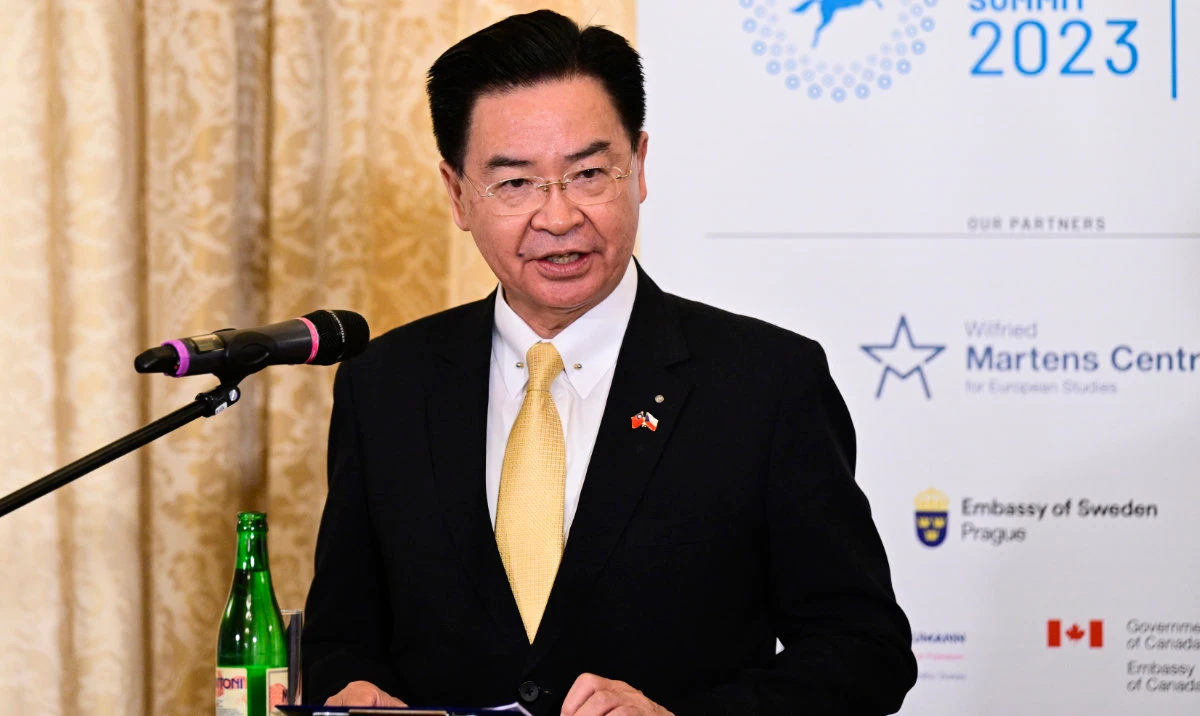 Taiwanese Foreign Minister Joseph Wu speaks at a security conference organized by the European Values organization in Prague, Czech Republic, June 14, 2023, Prague, Czech Republic. (AP)