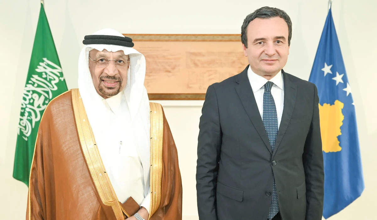 Albin Kurti receives Khalid Al-Falih in Pristina, Kosovo. (Supplied)