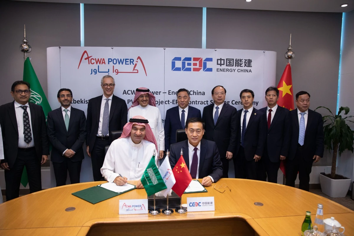 Raad Al-Saady, vice chairman and managing director of ACWA Power, and Lyu Zexiang, chairman of the China Energy International Group Co. signed the agreement. Supplied
