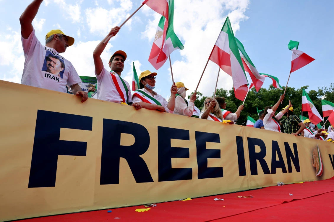 Above, supporters of the National Council of Resistance of Iran opposition group protest in Berlin, Germany against the Iranian government and its use of the death penalty. (Reuters file photo)