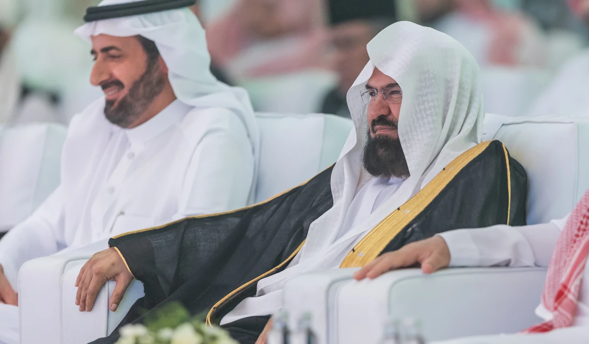 Minister of Hajj and Umrah Dr. Tawfiq Al-Rabiah (left) pictured with Sheikh Abdulrahman Al-Sudais at the Grand Hajj Symposium in Jeddah. (SPA)
