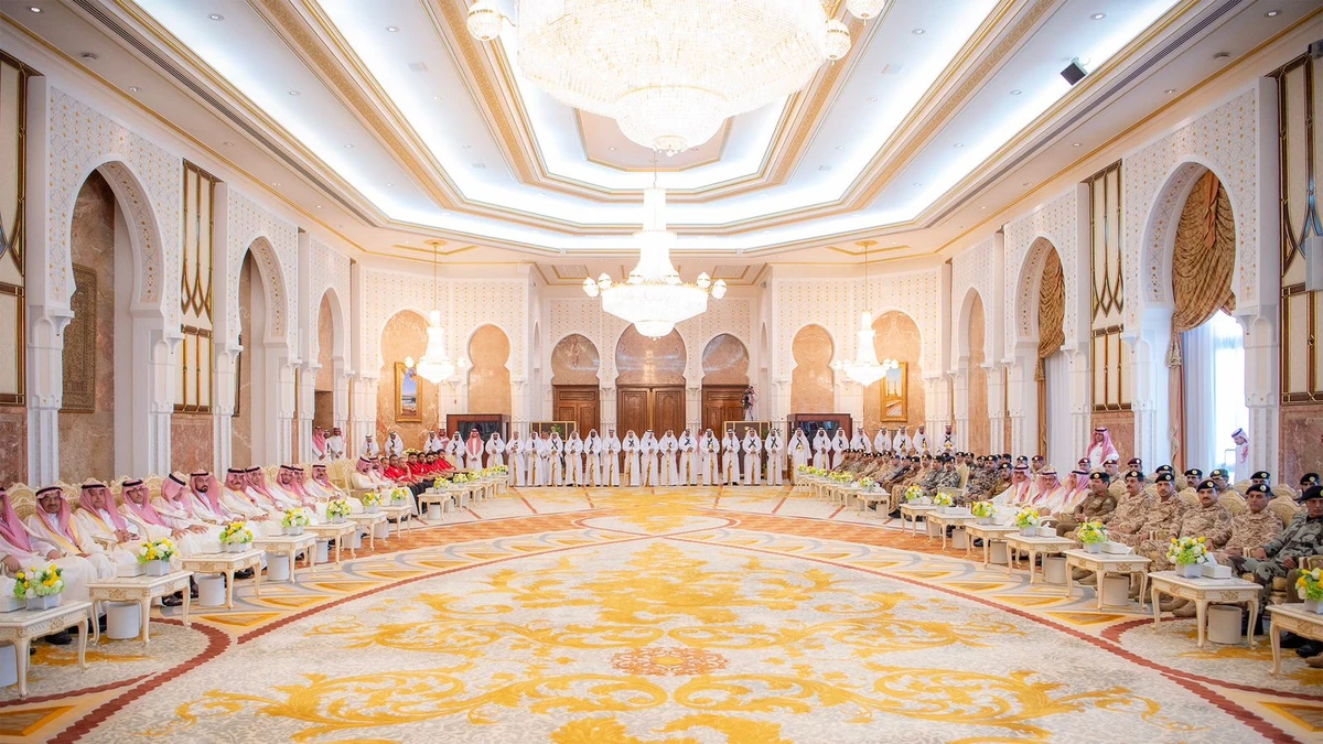 On behalf of King Salman, Crown Prince Mohammed bin Salman received Eid Al-Adha well-wishers at Mina Palace on Wednesday. (SPA)