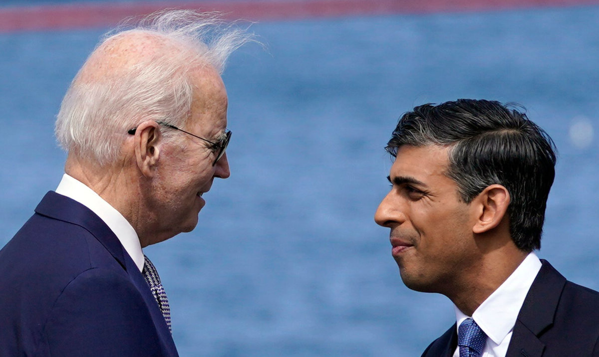 US President Joe Biden and British Prime Minister Rishi Sunak. (AP)