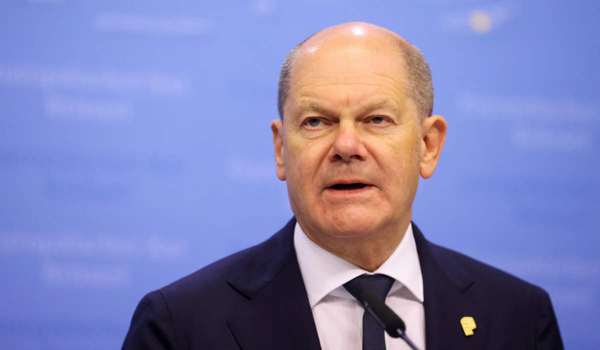 German Chancellor Olaf Scholz holds a press conference following European Union leaders summit, in Brussels, Belgium June 30, 2023. (REUTERS)