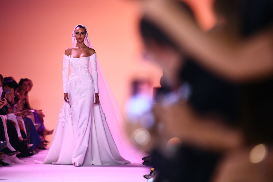 Amira Al-Zuhair took part in the runway show on Monday. (AFP)