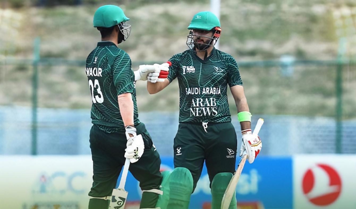 Saudi Arabia's national cricket team plays Qatar at the ACC Premier Cup 2023 in Nepal on April 22, 2023. (Asian Cricket Council)
