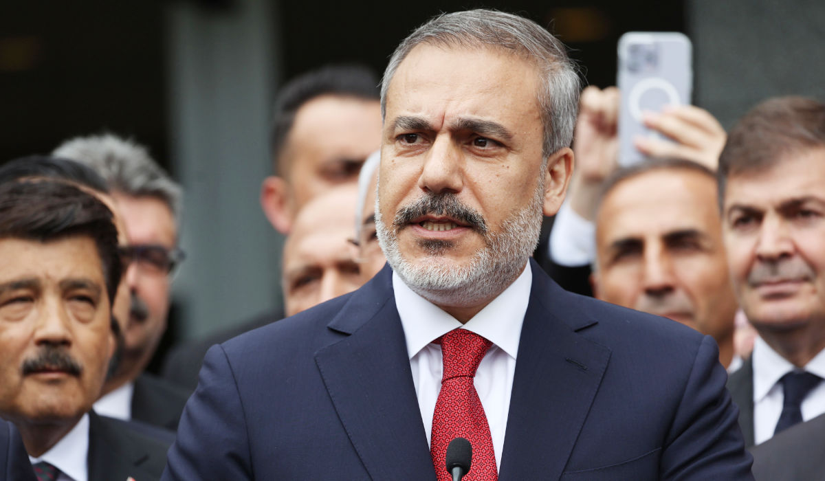Turkey's newly appointed Foreign Affairs Minister Hakan Fidan delivers a speech during a handover ceremony in Ankara on June 5, 2023. (AFP)